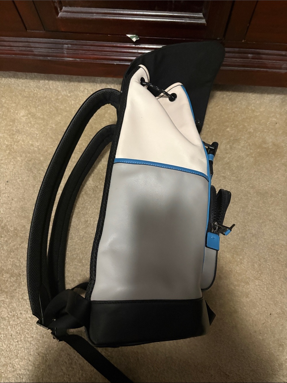 Coach Men’s Grey Backpack with Black Flap and Blue Trim - Picture 11 of 12
